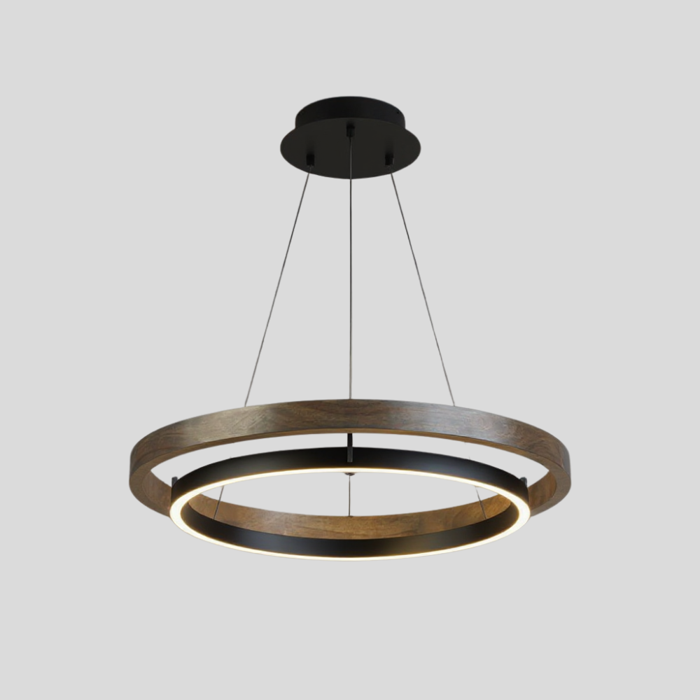 Oakring Halo Chandelier – Weathered Wood LED Ring Ceiling Lighting Fixture