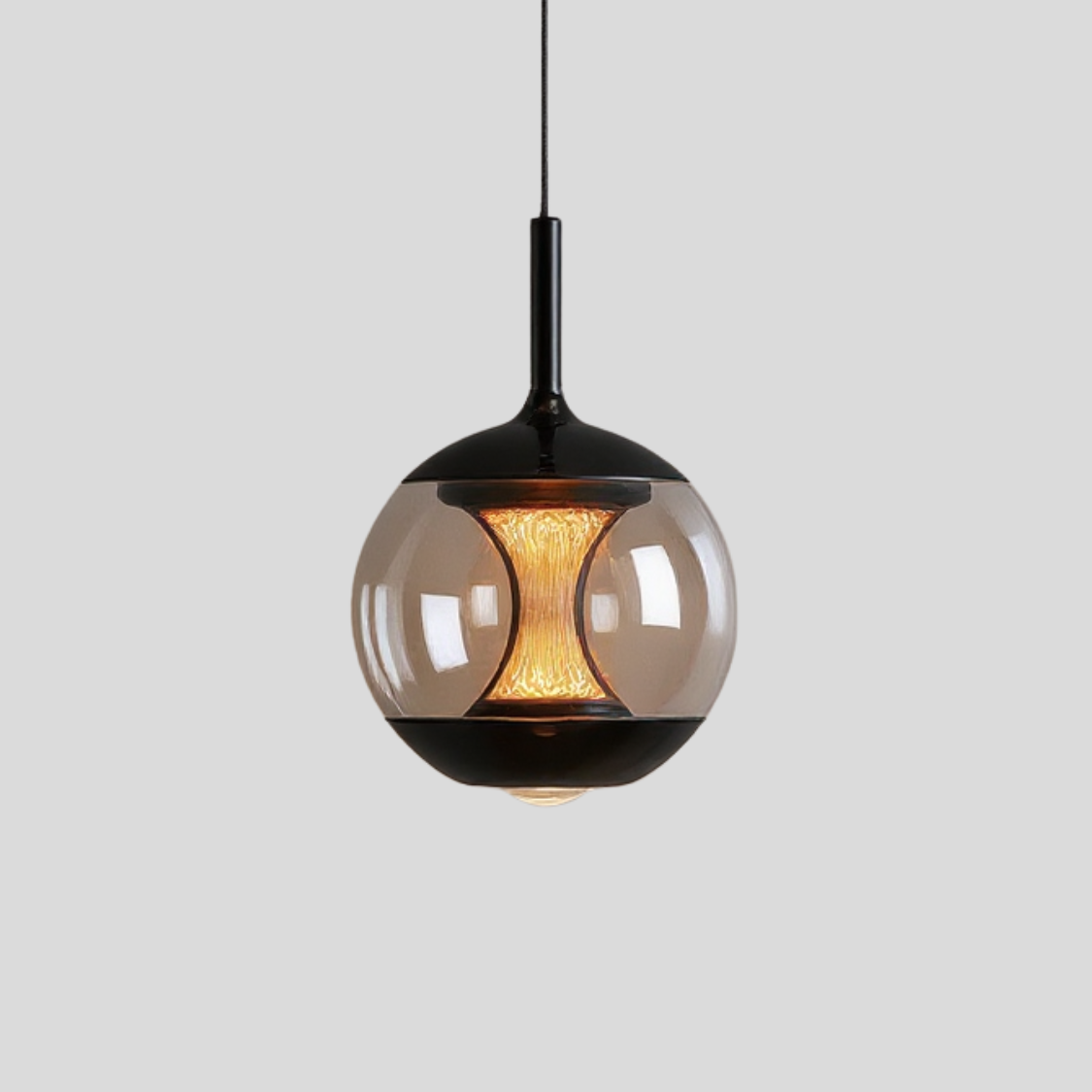 Orbital Glass Globe Pendant Light – Modern Black Kitchen Island Dining Room Hanging Fixture