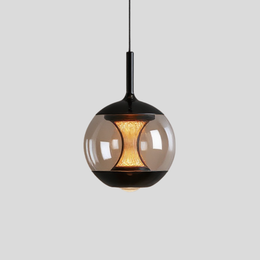 Orbital Glass Globe Pendant Light – Modern Black Kitchen Island Dining Room Hanging Fixture