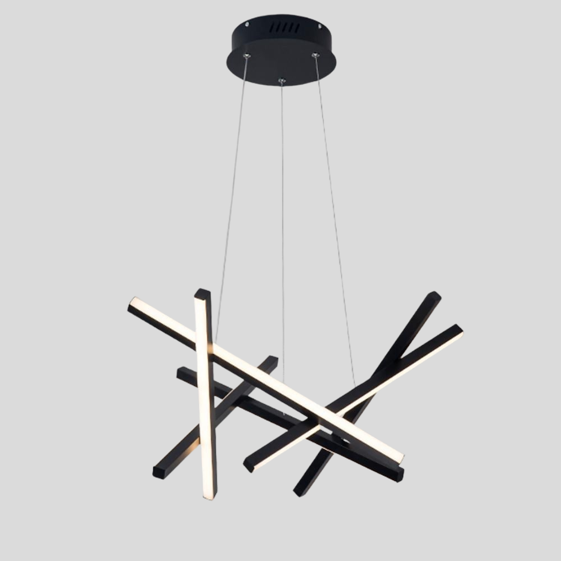 Intersecting Linear LED Chandelier – Modern Starburst Dining Room Living Room Pendant