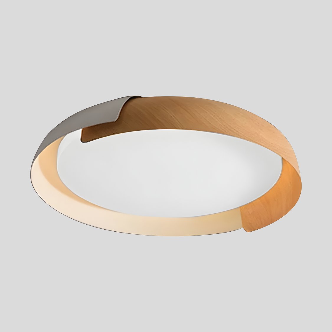 Solara Round Wood Accent LED Ceiling Light – Modern Flush Mount Bedroom Living Room Fixture