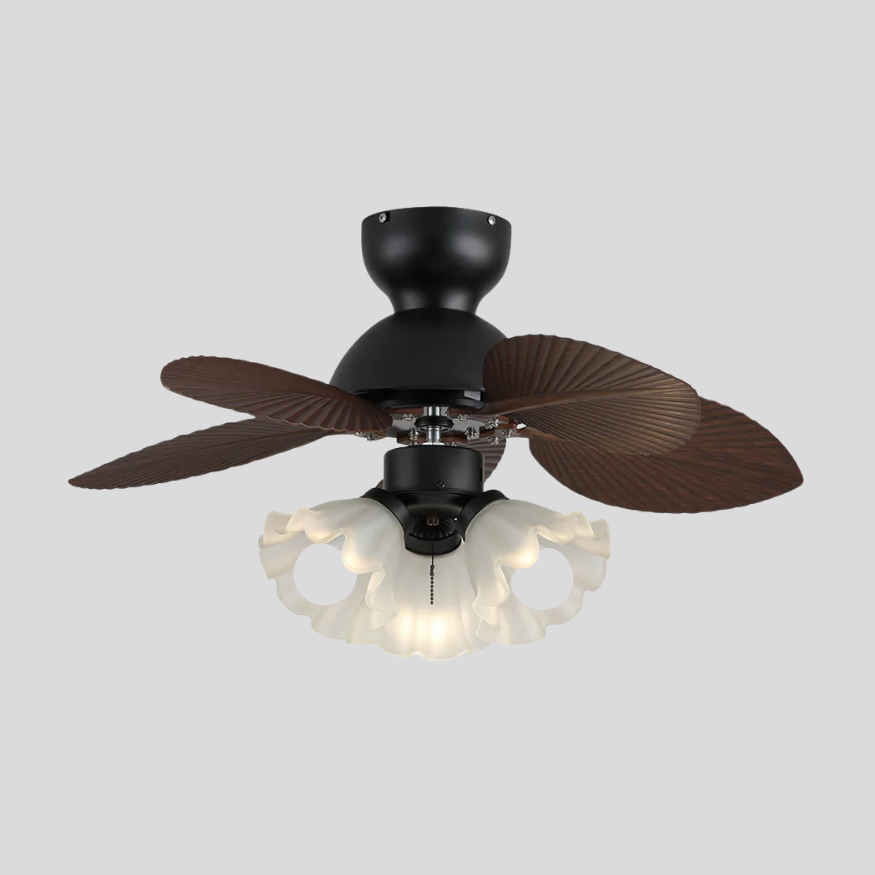 Verdant Fronds Ceiling Fan Light – LED Indoor Vintage Ceiling Fan Light Fixture Quiet Architectural Ambience