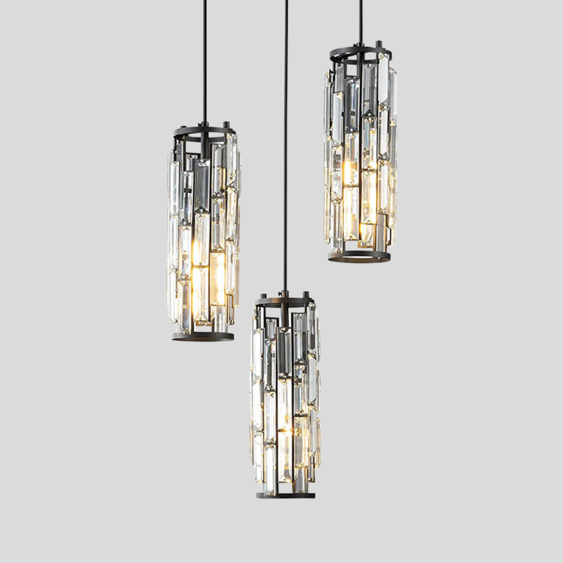 Prismatica Crystal Pendant Light – Cylindrical Kitchen Island Dining Room Chandelier Fixture