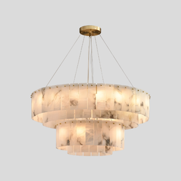 Marbelle Linear Marble Chandelier – Modern Kitchen Island LED Hanging Ceiling Fixture