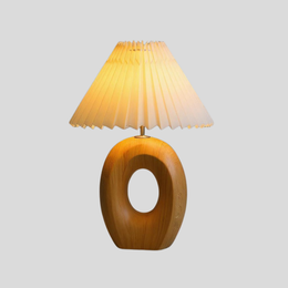 Wood Ring Pleated Shade Table Lamp – Warm Ambient Bedside Light