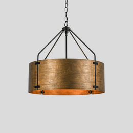 Bravon Drum Pendant Light – Industrial Bronze Metal Hanging Dining Room Ceiling Fixture