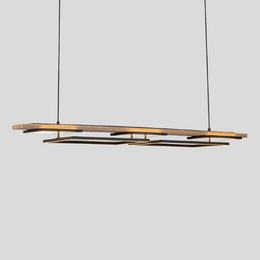 Ardyn Linear Pendant Light – Modern LED Wood Black Geometric Dining Table Lighting Fixture