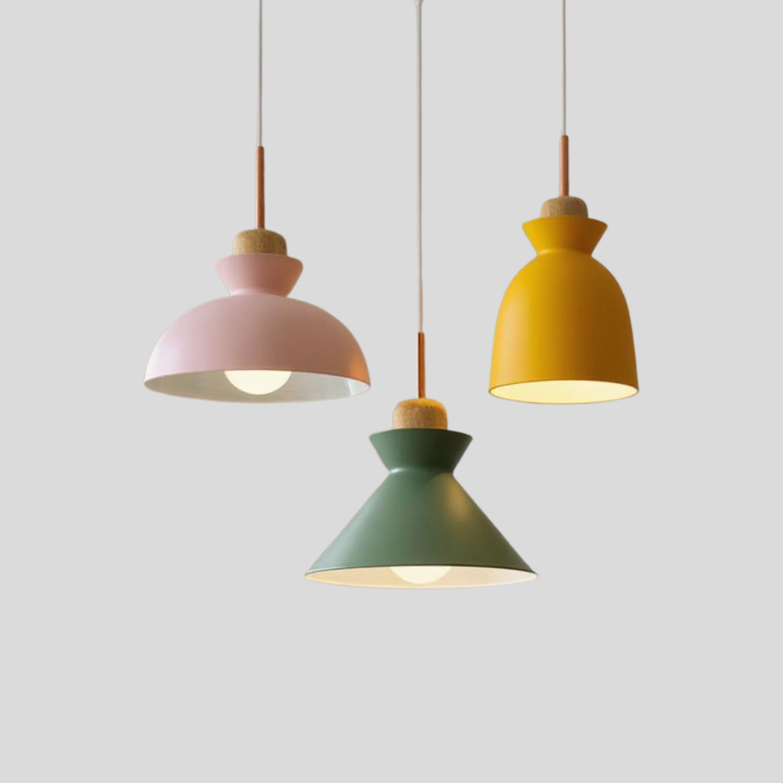 Scandinavian Wood Accent Pendant Light – Modern Minimalist LED Ceiling Fixture