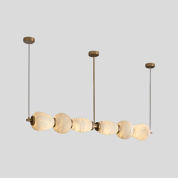 Alabaster River Chandelier – LED Indoor Modern Dining Room Light Fixture Linear Alabaster Finish