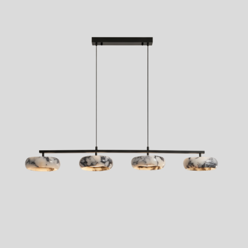 Marvella Linear Pendant Light – Modern Marble Glass Kitchen Island Dining Room Lighting Fixture
