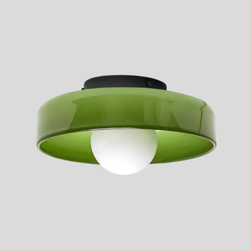 Glass Disc Flush Mount Ceiling Light – Modern Opal Globe Fixture