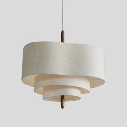 Elowen Tiered Fabric Pendant Light – Modern Linen Drum Dining Room Ceiling Fixture