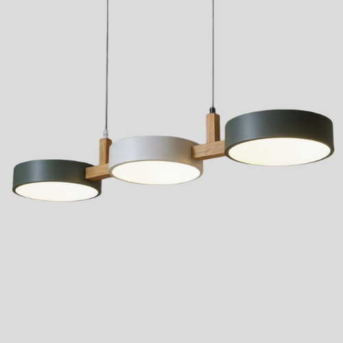 Wood Frame Triple Pendant Light – Modern LED Ceiling Fixture