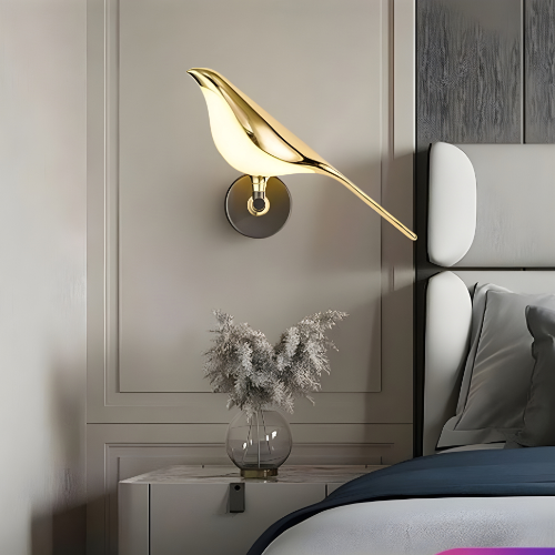 Gilded Magpie Sconce – Nordic Inspired Gold Finish Decorative Wall Light Living Room Hallway Accent