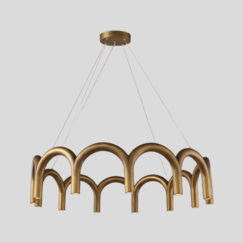Arcova Arch Chandelier – Modern Gold Pendant Light Dining Room Kitchen Island Ceiling Fixture Brass