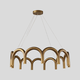 Arcova Arch Chandelier – Modern Gold Pendant Light Dining Room Kitchen Island Ceiling Fixture Brass
