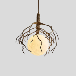 Sylvara Branch Pendant Light – Rustic Tree Root Orb Dining Room Hanging Fixture