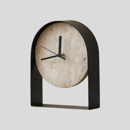 Archon Desk Clock – Modern Decorative Table Clock Concrete Black Metal Frame Silent Quartz Mantel Shelf