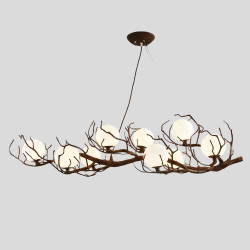 Sylvara Branch Chandelier – Rustic Tree Limb Globe Dining Room Ceiling Light Fixture