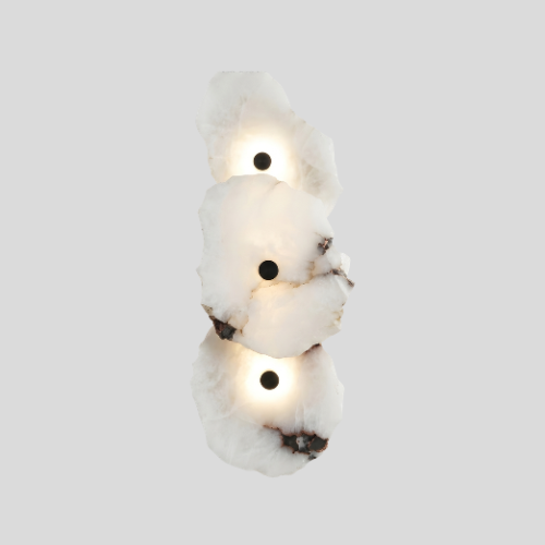 Alara Sculpted Stone Wall Lamp – Modern Marble Alabaster LED Wall Light Fixture