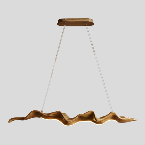 Ondara Wave Chandelier – LED Wooden Chandelier Modern Dining Room Decorative Lighting Fixture