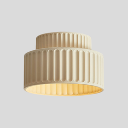 Modern Fluted Ceramic Semi-Flush Ceiling Light – Tiered Drum Fixture