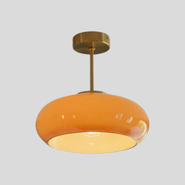Amber Glass Semi Flush Ceiling Light – Mid-Century Modern Lighting Fixture