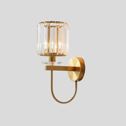 Glamora Crystal Prism Wall Sconce – Gold Brass Bedroom Bathroom Vanity Light Fixture