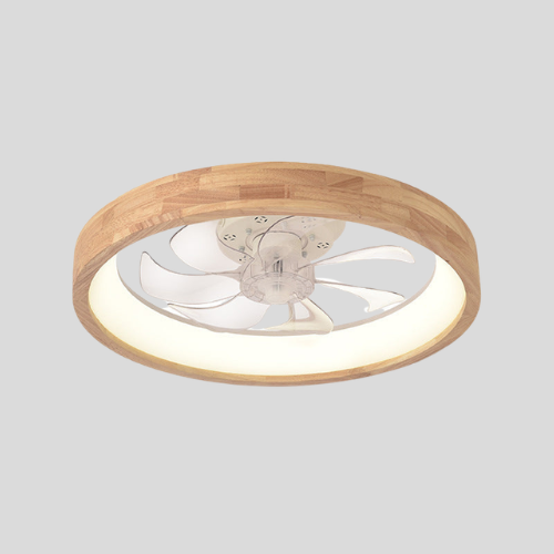 Avelis Flush Mount Ceiling Fan Light – Modern Wood LED Low Profile Bedroom Smart Cooling Lighting Fixture