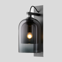 Solstice Smoked Glass Wall Sconce – Modern Black Industrial Bedroom Hallway Light Fixture