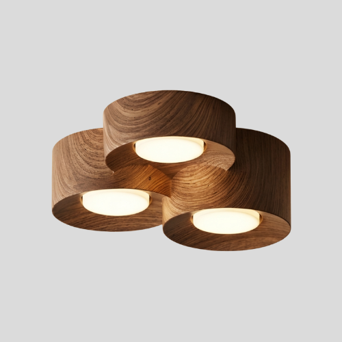 Granova Cylinder Flush Mount – Wood Ceiling Light Living Room Bedroom Modern LED Decorative Lighting