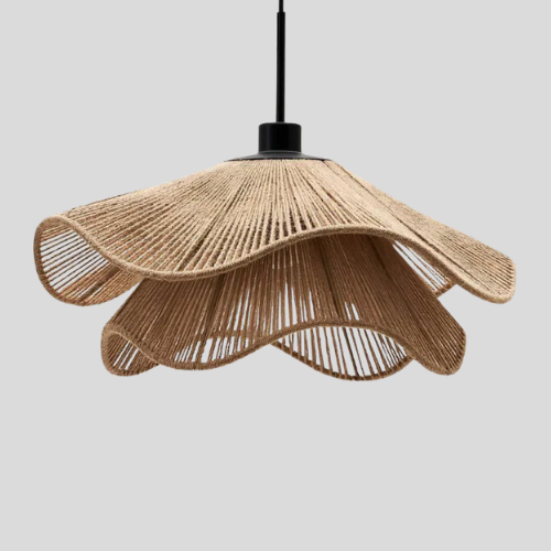 Fleuris Wave Pendant Light – Natural Rope Woven Bohemian Decorative Lighting Ceiling Dining Room Kitchen