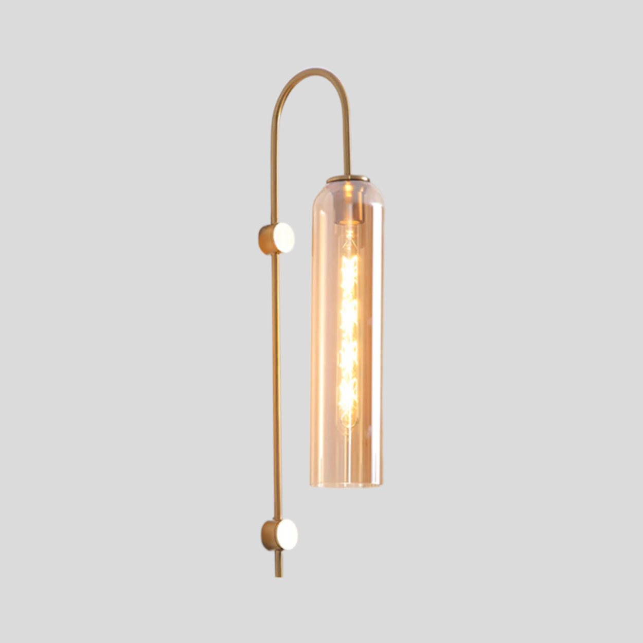 Arcline Cylinder Glass Wall Sconce – Brass Modern Bedroom Hallway Adjustable Light Fixture