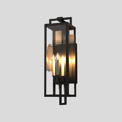 Varese Outdoor Lantern Wall Light – Black Modern Farmhouse Glass Sconce 4-Light Exterior Fixture