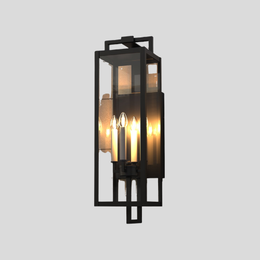 Varese Outdoor Lantern Wall Light – Black Modern Farmhouse Glass Sconce 4-Light Exterior Fixture