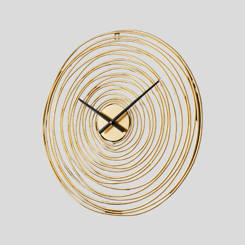 Orbix Spiral Wall Clock – Mid Century Modern Gold Metal Large Decorative Living Room Bedroom
