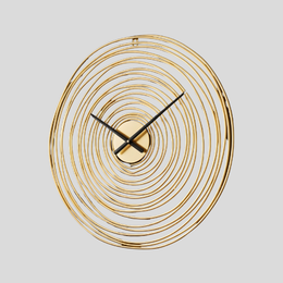 Orbix Spiral Wall Clock – Mid Century Modern Gold Metal Large Decorative Living Room Bedroom