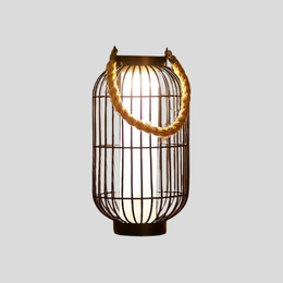 Ravello Cage Lantern Light – LED Outdoor Portable Rustic Rope Handle Garden Patio Lighting