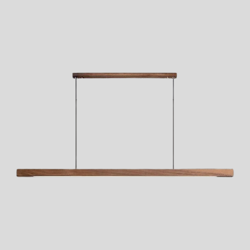 Breckton Linear Pendant Light – Wood Minimalist Kitchen Island Dining Room Table Ceiling Fixture