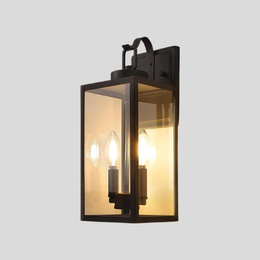 Varese Outdoor Lantern Wall Light – Black Modern Farmhouse Glass Sconce 4-Light Exterior Fixture