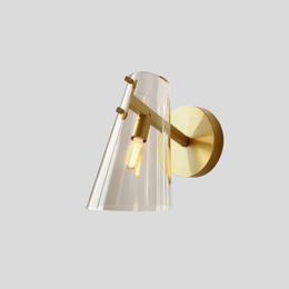 Vireo Tapered Glass Wall Lamp – Angled Clear Shade Interior Wall Lighting Fixture