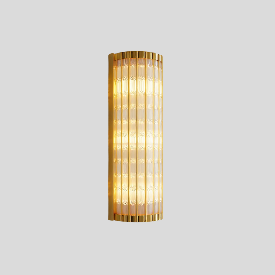 Aurelius Fluted Crystal Wall Lamp  – Cylindrical Glass Brass Interior Wall Lighting Fixture