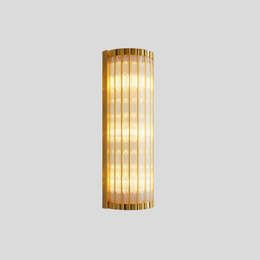 Aurelius Fluted Crystal Wall Lamp  – Cylindrical Glass Brass Interior Wall Lighting Fixture