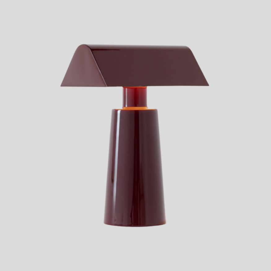 Cove Glass Table Lamp - LED Banker Style Desk Lighting Lacquered Steel Base Modern Home Office