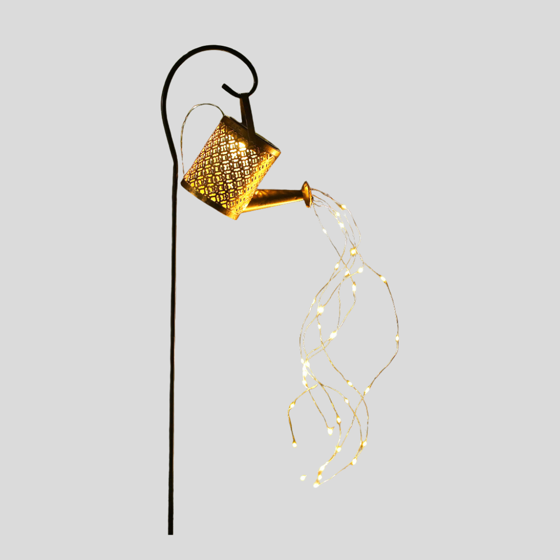 Solar Watering Can Garden Light with Cascading LED Fairy String – Outdoor Decorative Pathway Landscape Lamp