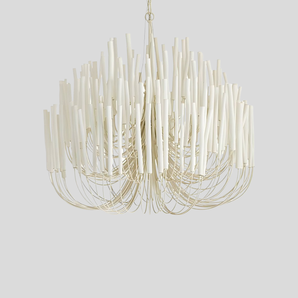 Cascade Reed Chandelier – LED Sculptural Tiered Ceiling Lighting Fixture