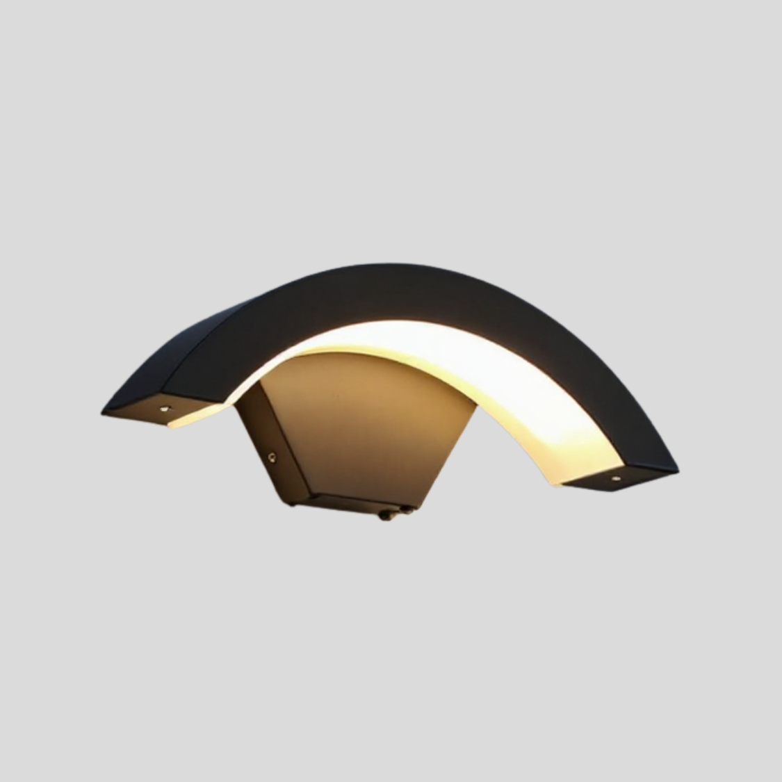 Modern Curved Outdoor Wall Lamp with Ambient LED Glow – Waterproof Exterior Architectural Light