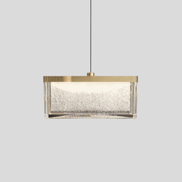Cascade Seeded Glass Pendant Light – Brass Rectangle Kitchen Island Dining Room Hanging Fixture