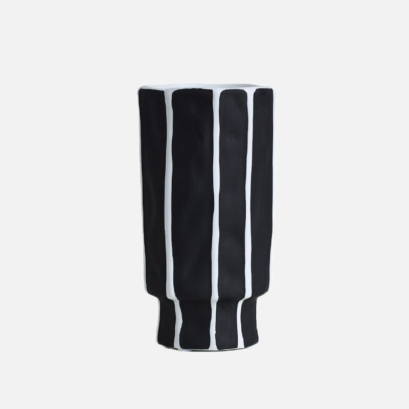Straton Ceramic Vase Set – Black White Striped Decorative Porcelain Flower Vases Living Room Table
