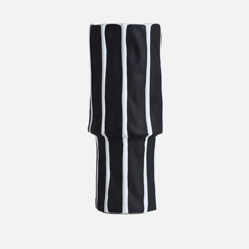 Straton Ceramic Vase Set – Black White Striped Decorative Porcelain Flower Vases Living Room Table